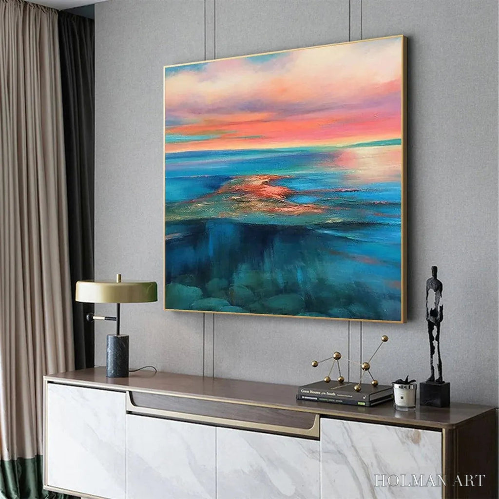 HOLMAN ART Coral Reef Sunset – Vibrant Coastal Sunset Painting, Square - image 4