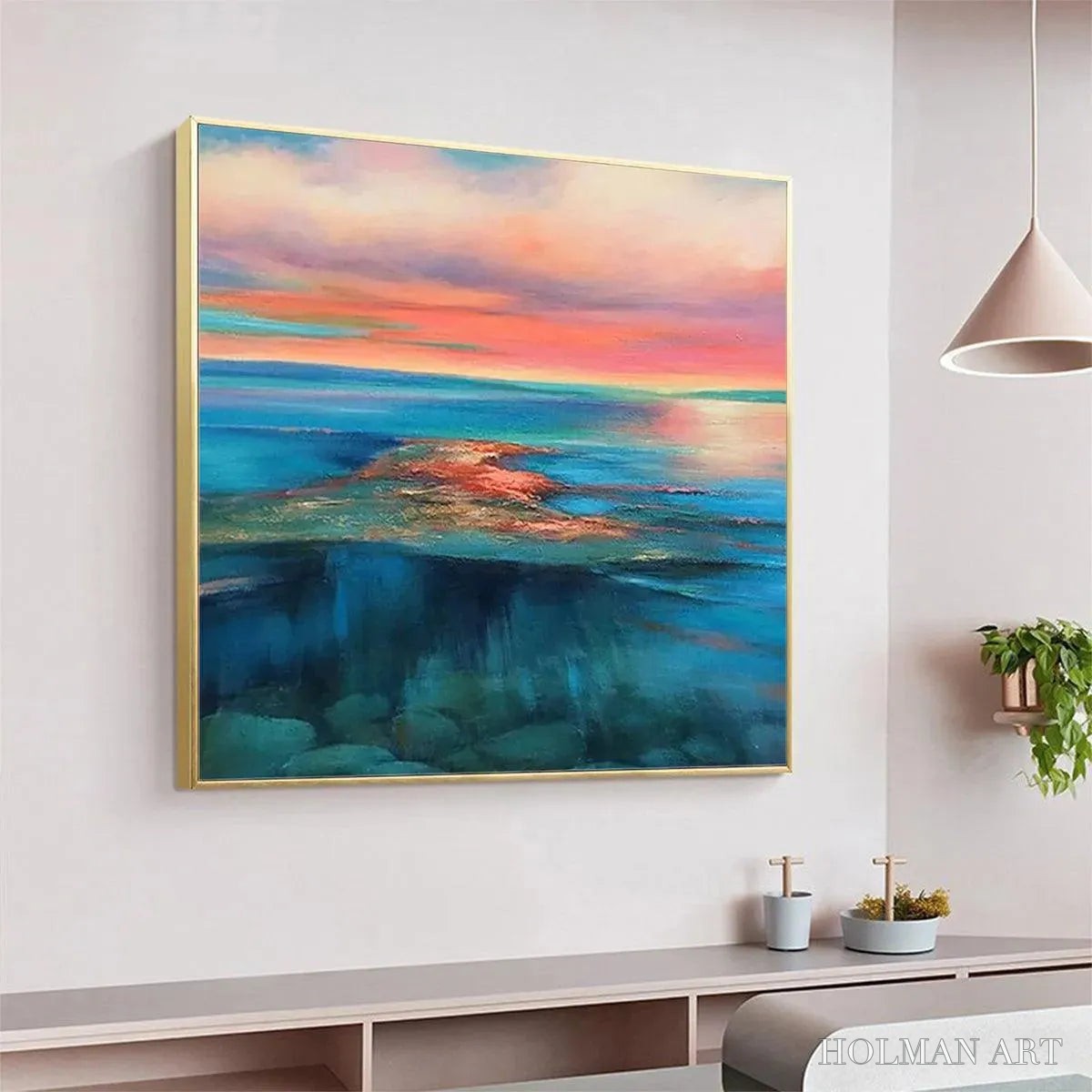 HOLMAN ART Coral Reef Sunset – Vibrant Coastal Sunset Painting, Square - image 5