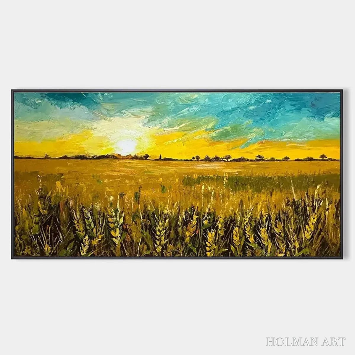 HOLMAN ART Golden Sunset Field – Landscape Painting of a Wheat Field at Sunset - image 1