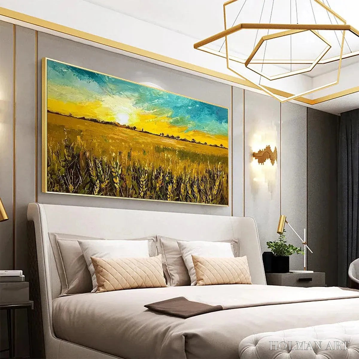 HOLMAN ART Golden Sunset Field – Landscape Painting of a Wheat Field at Sunset - image 4
