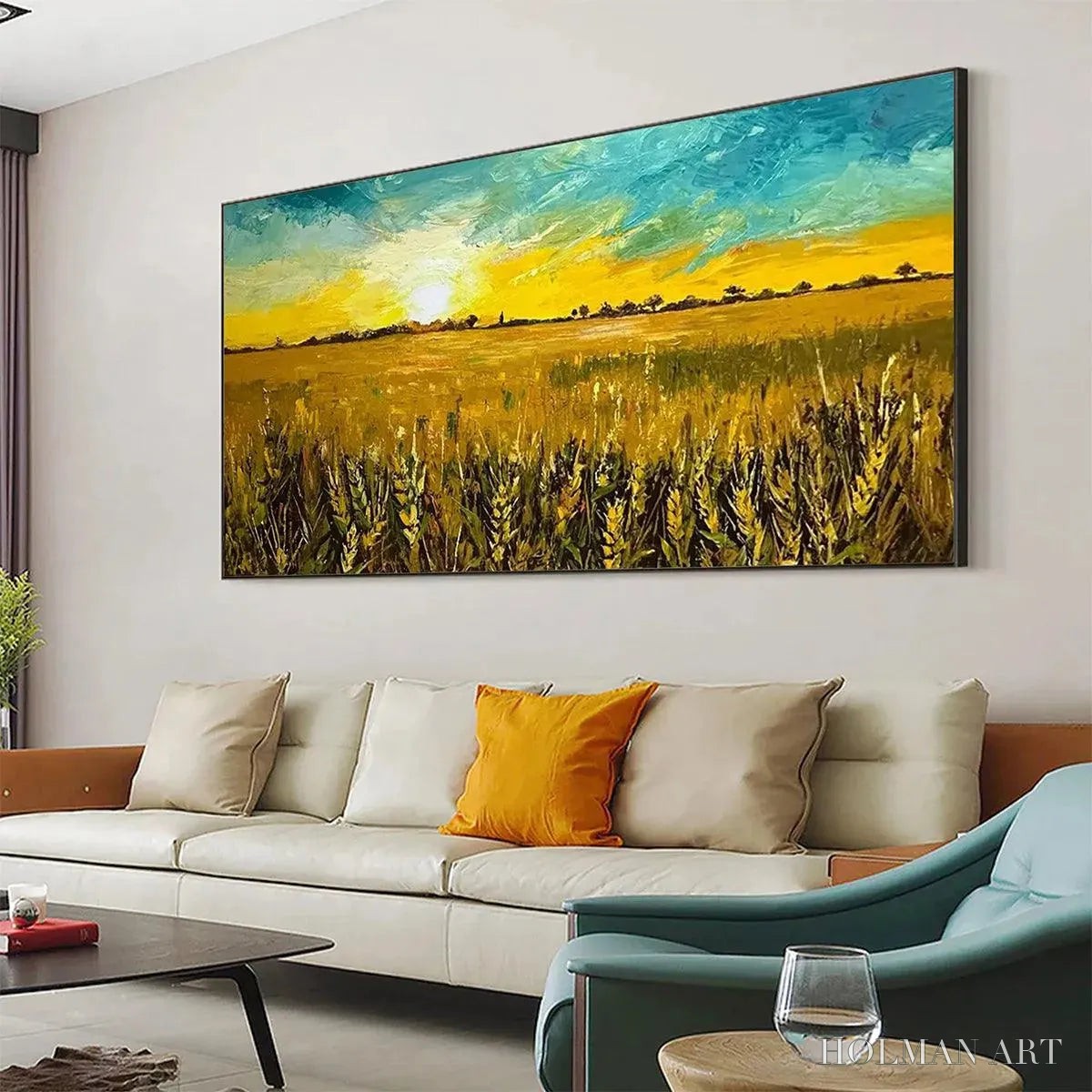 HOLMAN ART Golden Sunset Field – Landscape Painting of a Wheat Field at Sunset - image 5