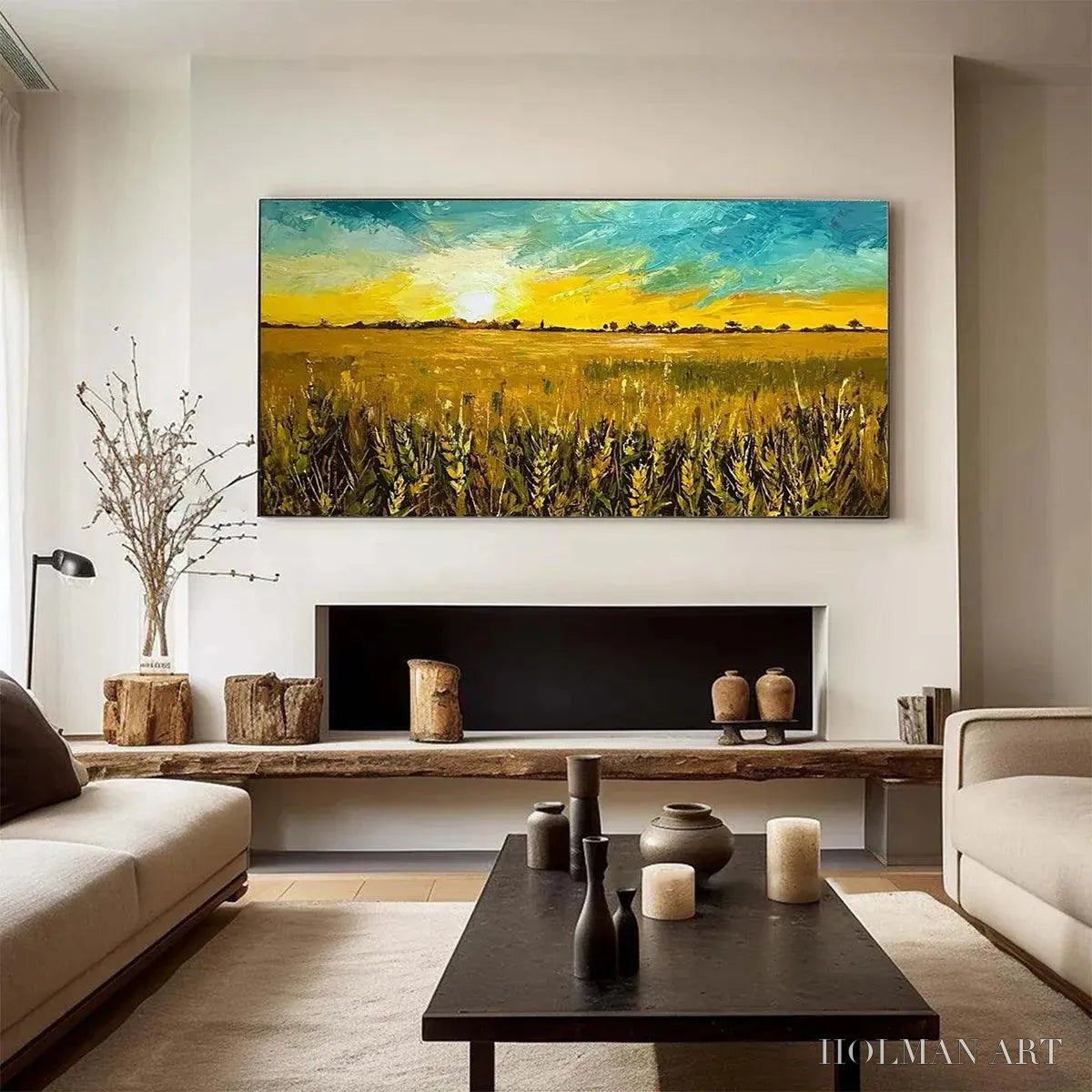 HOLMAN ART Golden Sunset Field – Landscape Painting of a Wheat Field at Sunset - image 6