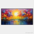 HOLMAN ART Twilight Reflections – Colorful Landscape Painting of Trees by the Water - image 1