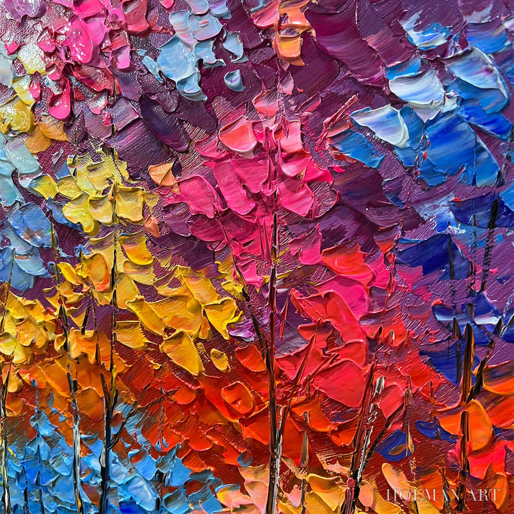 HOLMAN ART Twilight Reflections – Colorful Landscape Painting of Trees by the Water - image 3