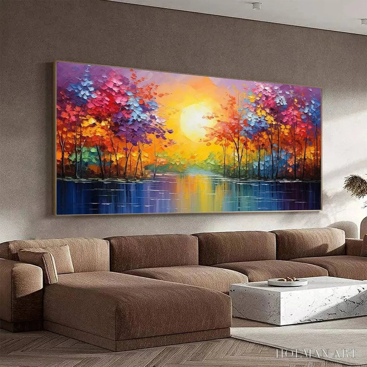 HOLMAN ART Twilight Reflections – Colorful Landscape Painting of Trees by the Water - image 4