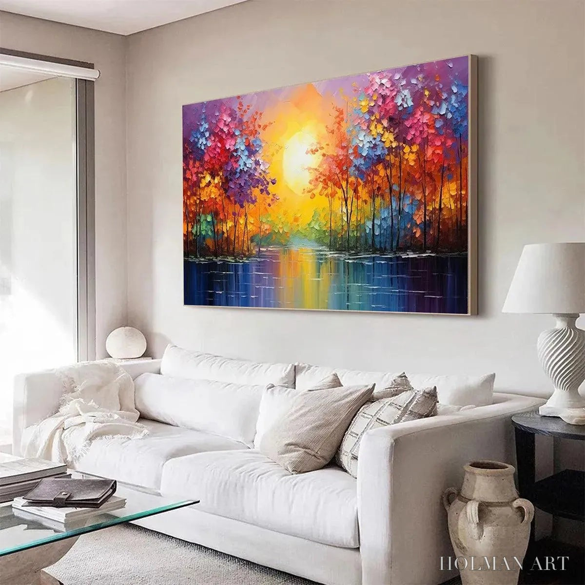 HOLMAN ART Twilight Reflections – Colorful Landscape Painting of Trees by the Water - image 5