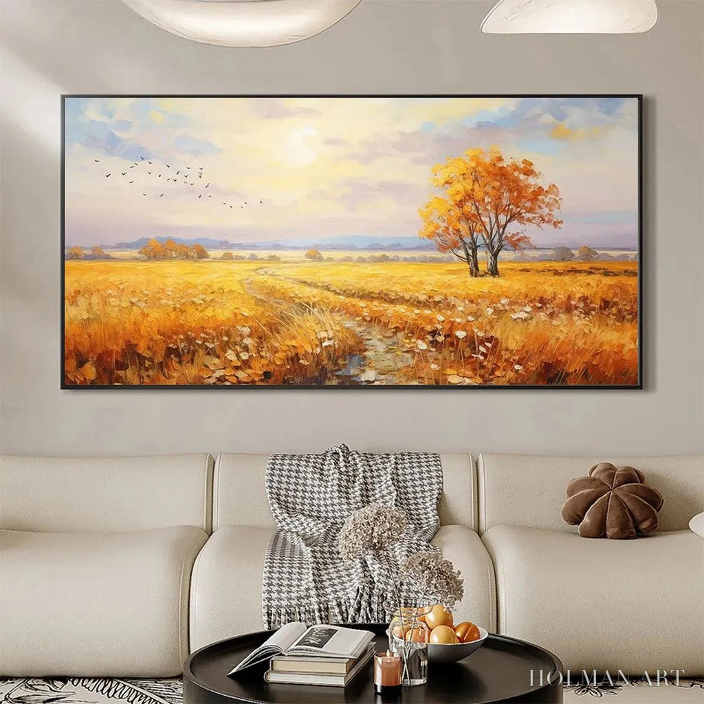 HOLMAN ART Golden Harvest – Landscape Painting of a Golden Field at Sunset - image 2