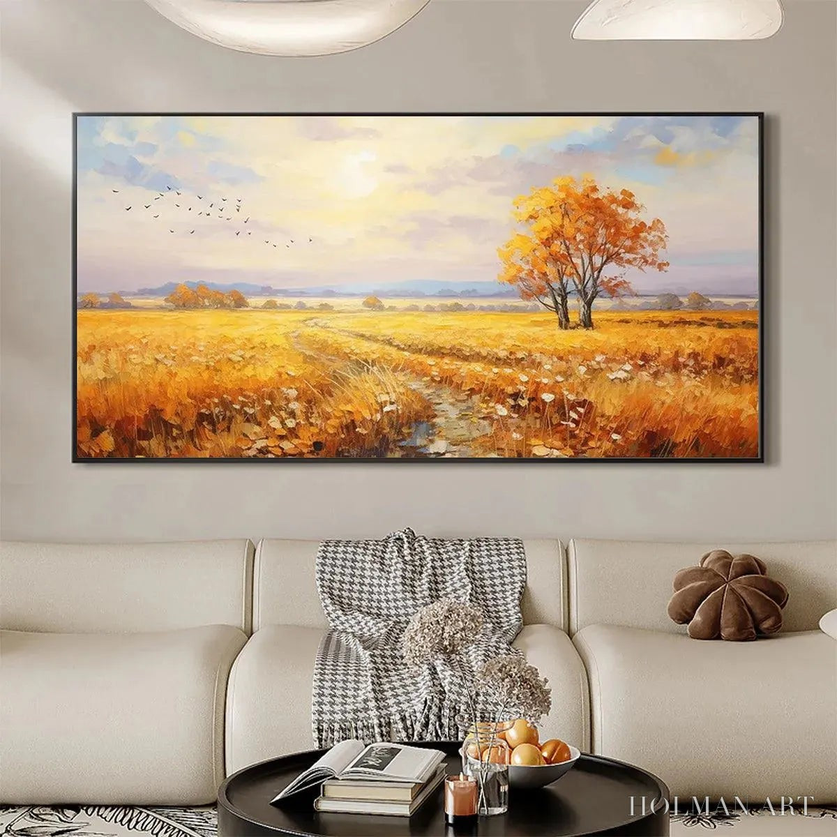HOLMAN ART Golden Harvest – Landscape Painting of a Golden Field at Sunset - image 2