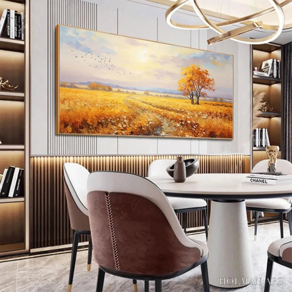 HOLMAN ART Golden Harvest – Landscape Painting of a Golden Field at Sunset - image 4