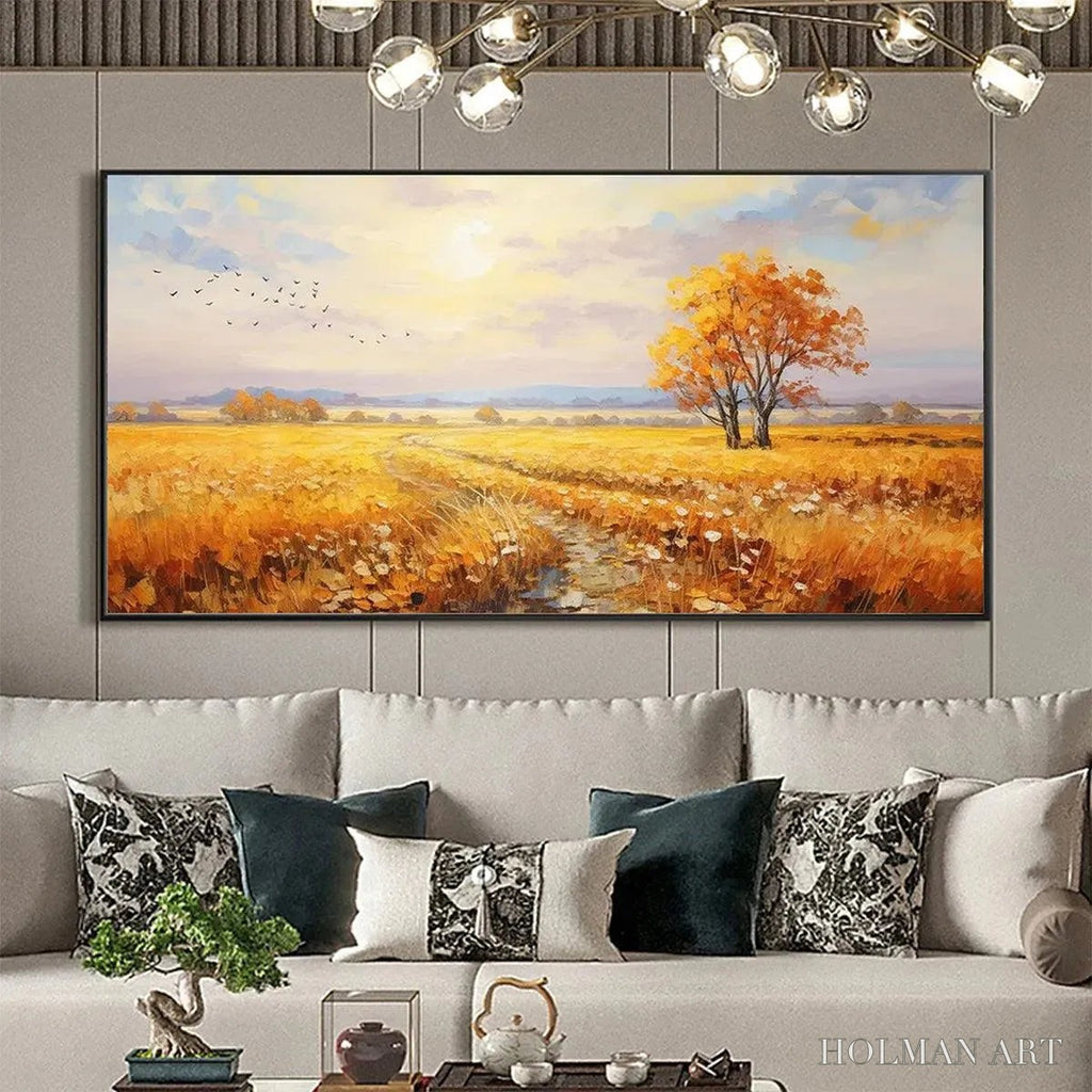 HOLMAN ART Golden Harvest – Landscape Painting of a Golden Field at Sunset - image 6