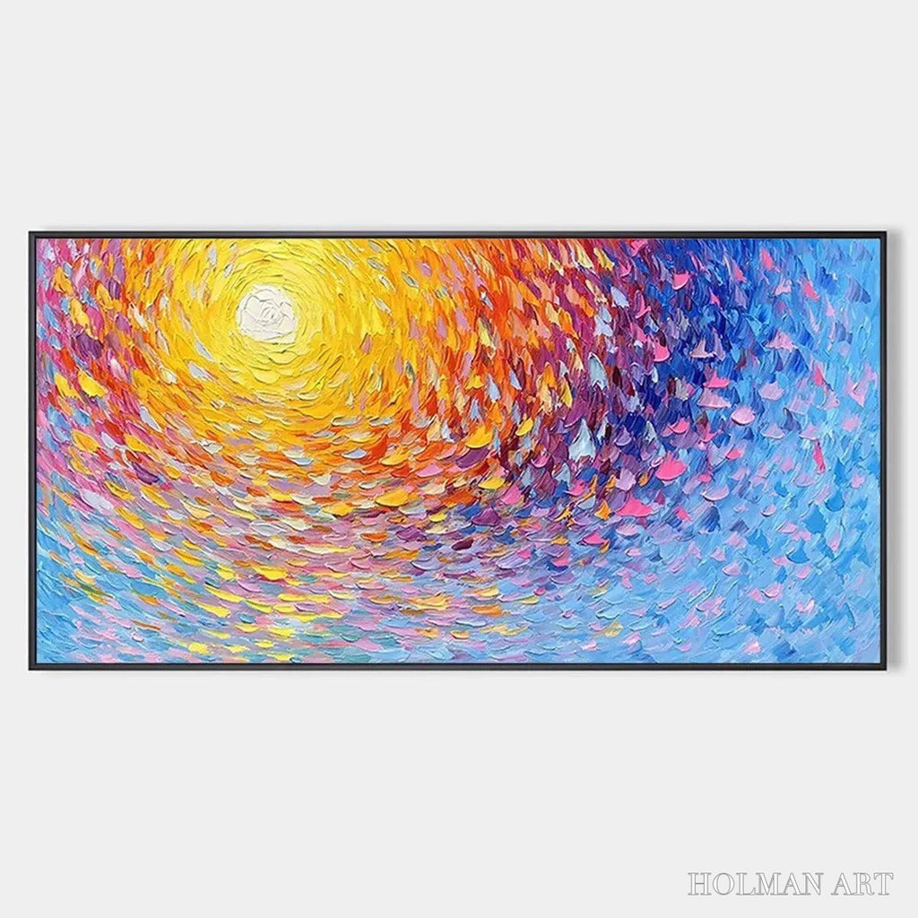 HOLMAN ART Sunrise Serenade – Textured Abstract Sunrise Painting in Yellow and Blue - image 1