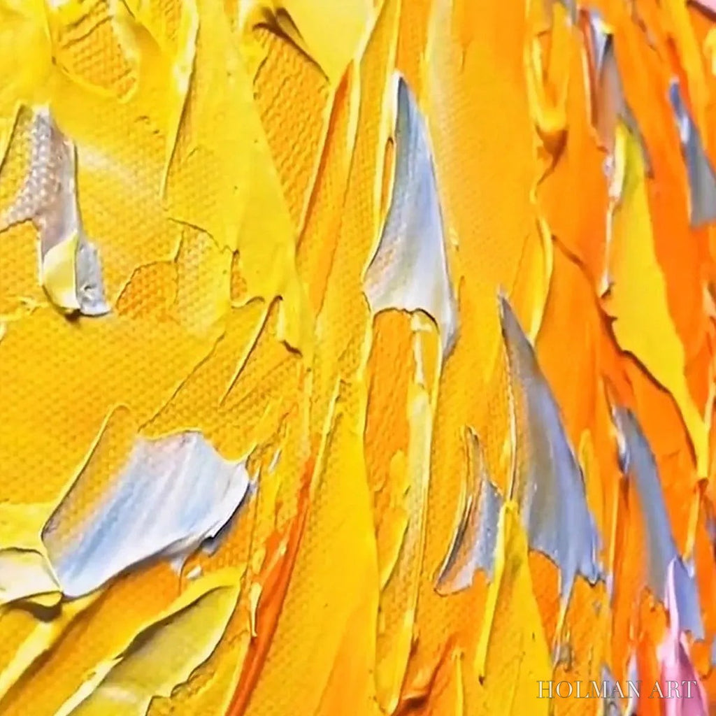 HOLMAN ART Sunrise Serenade – Textured Abstract Sunrise Painting in Yellow and Blue - image 3