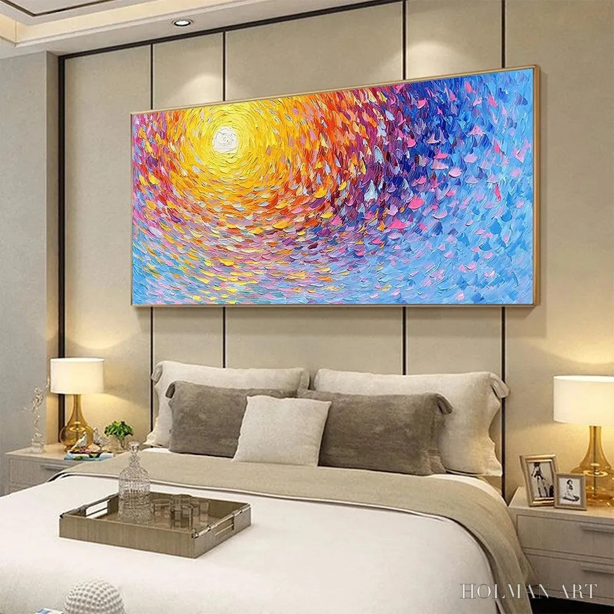 HOLMAN ART Sunrise Serenade – Textured Abstract Sunrise Painting in Yellow and Blue - image 4