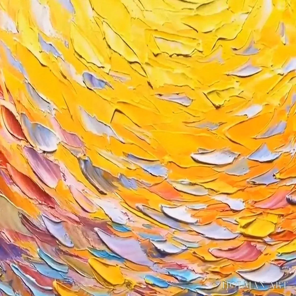 HOLMAN ART Sunrise Serenade – Textured Abstract Sunrise Painting in Yellow and Blue - image 5