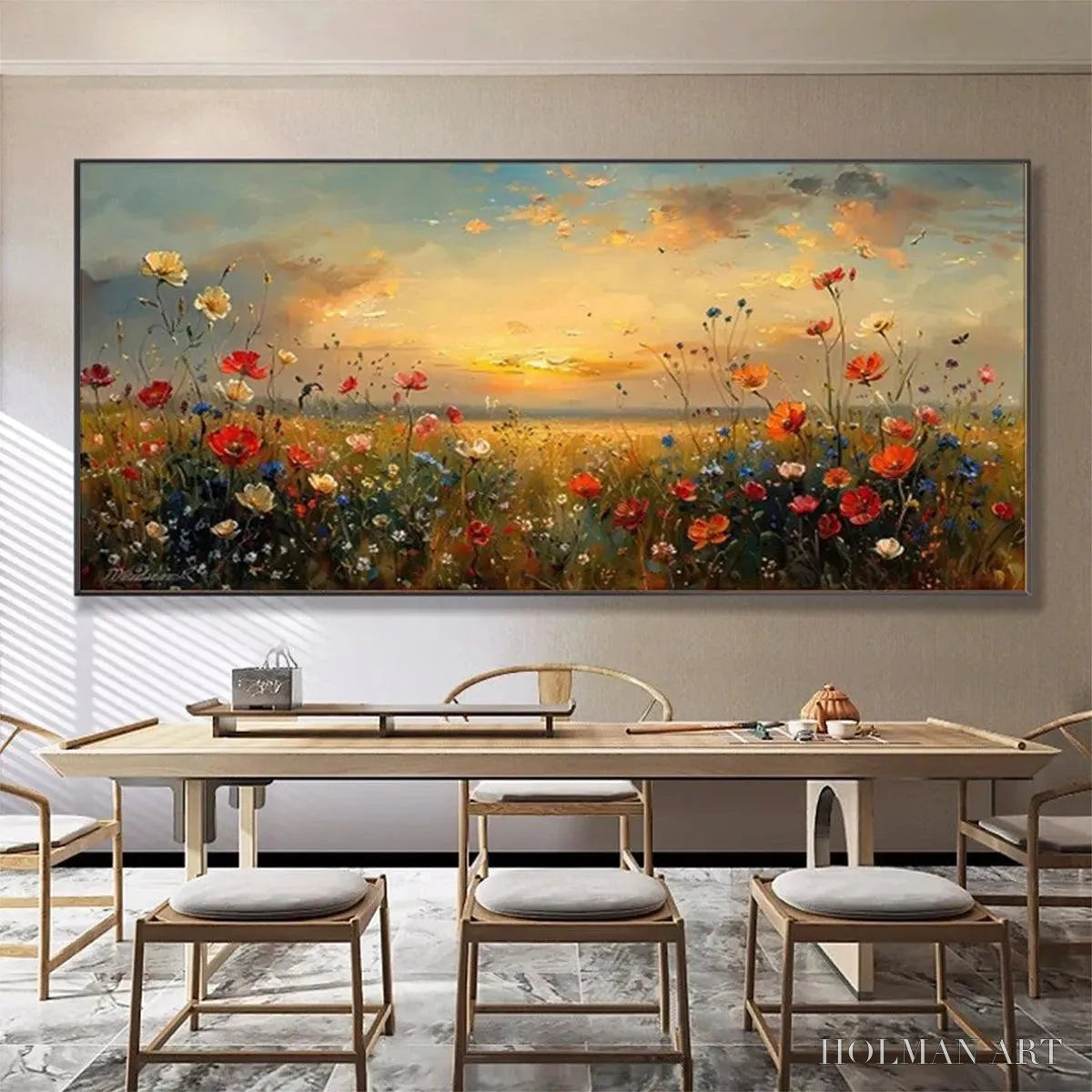 HOLMAN ART Sunset Field – Colorful Wildflower Field Landscape Painting - image 2