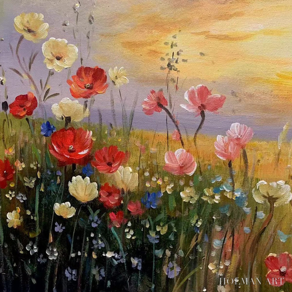 HOLMAN ART Sunset Field – Colorful Wildflower Field Landscape Painting - image 3