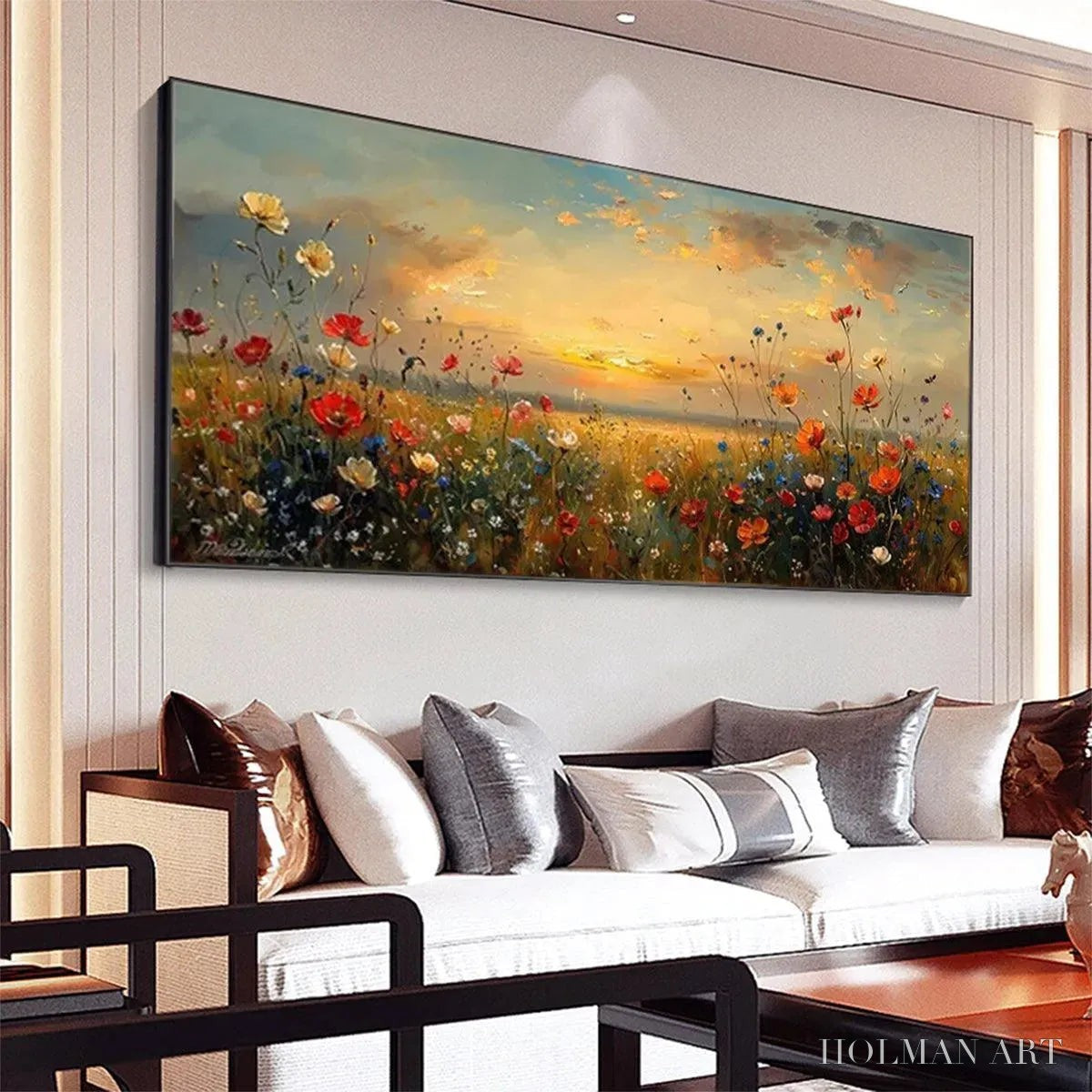 HOLMAN ART Sunset Field – Colorful Wildflower Field Landscape Painting - image 4