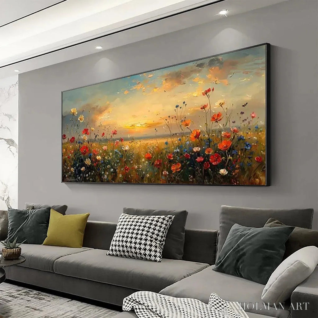 HOLMAN ART Sunset Field – Colorful Wildflower Field Landscape Painting - image 5