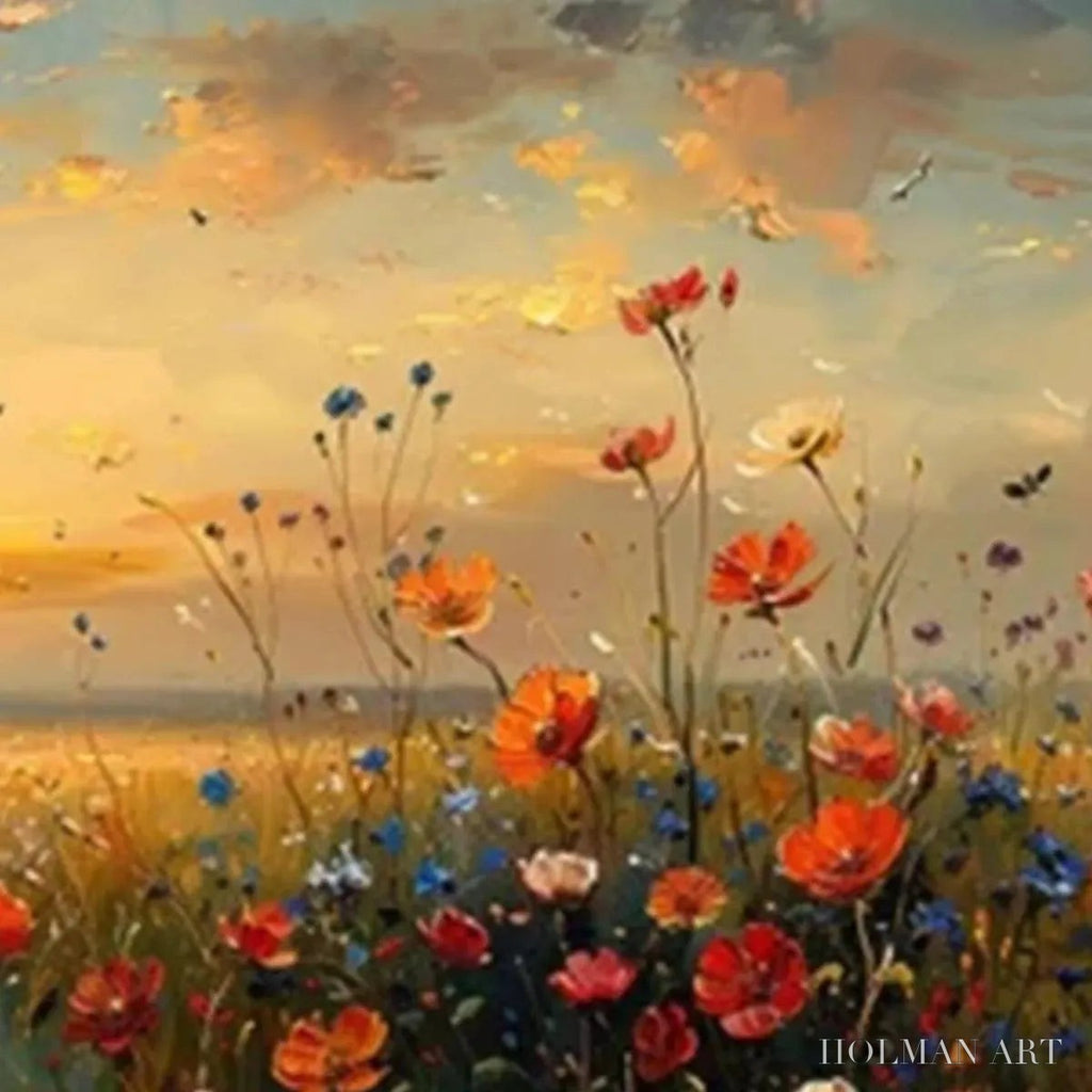 HOLMAN ART Sunset Field – Colorful Wildflower Field Landscape Painting - image 6