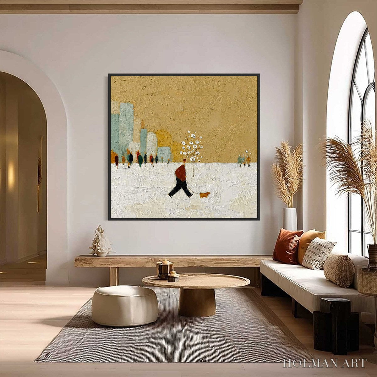 HOLMAN ART Winter Stroll – Textured Figurative Cityscape Painting - image 2