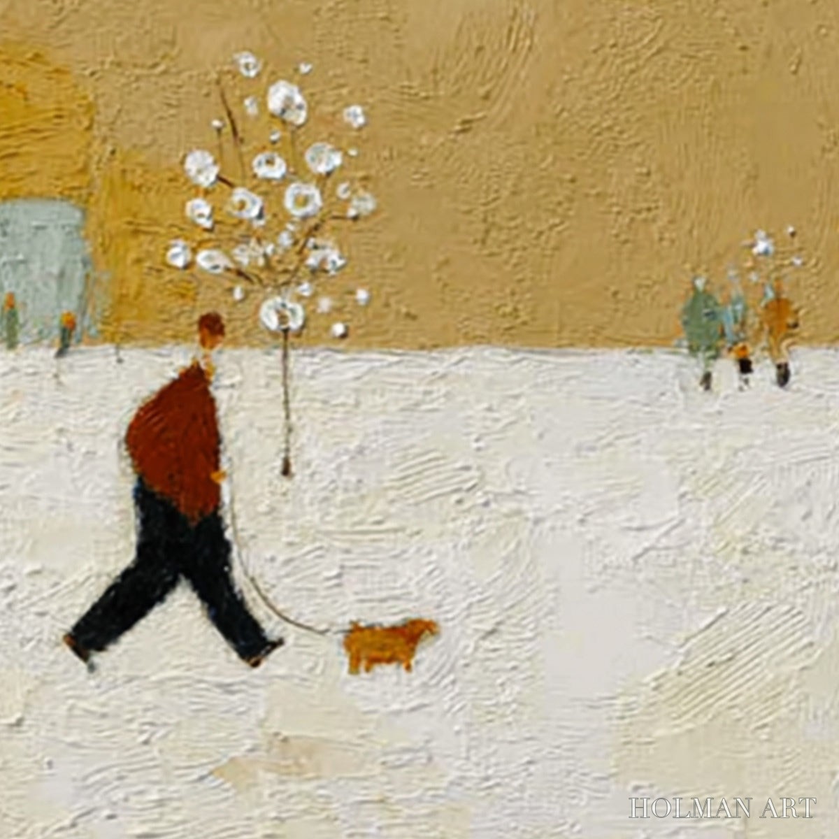 HOLMAN ART Winter Stroll – Textured Figurative Cityscape Painting - image 3