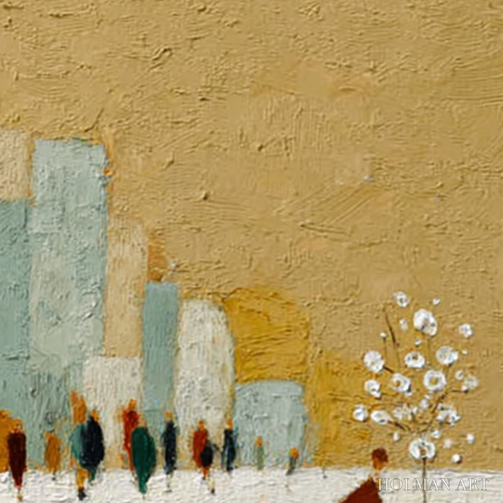 HOLMAN ART Winter Stroll – Textured Figurative Cityscape Painting - image 5