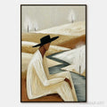 HOLMAN ART Winter'S Repose – Textured Minimalist Figurative Landscape Painting - image 1