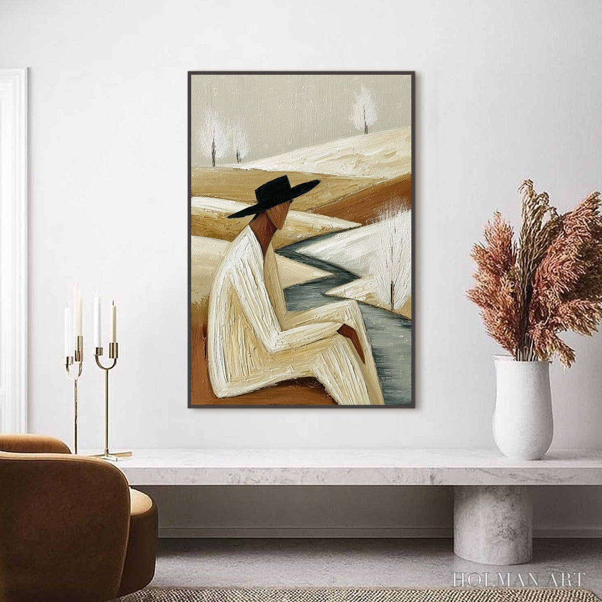 HOLMAN ART Winter'S Repose – Textured Minimalist Figurative Landscape Painting - image 2