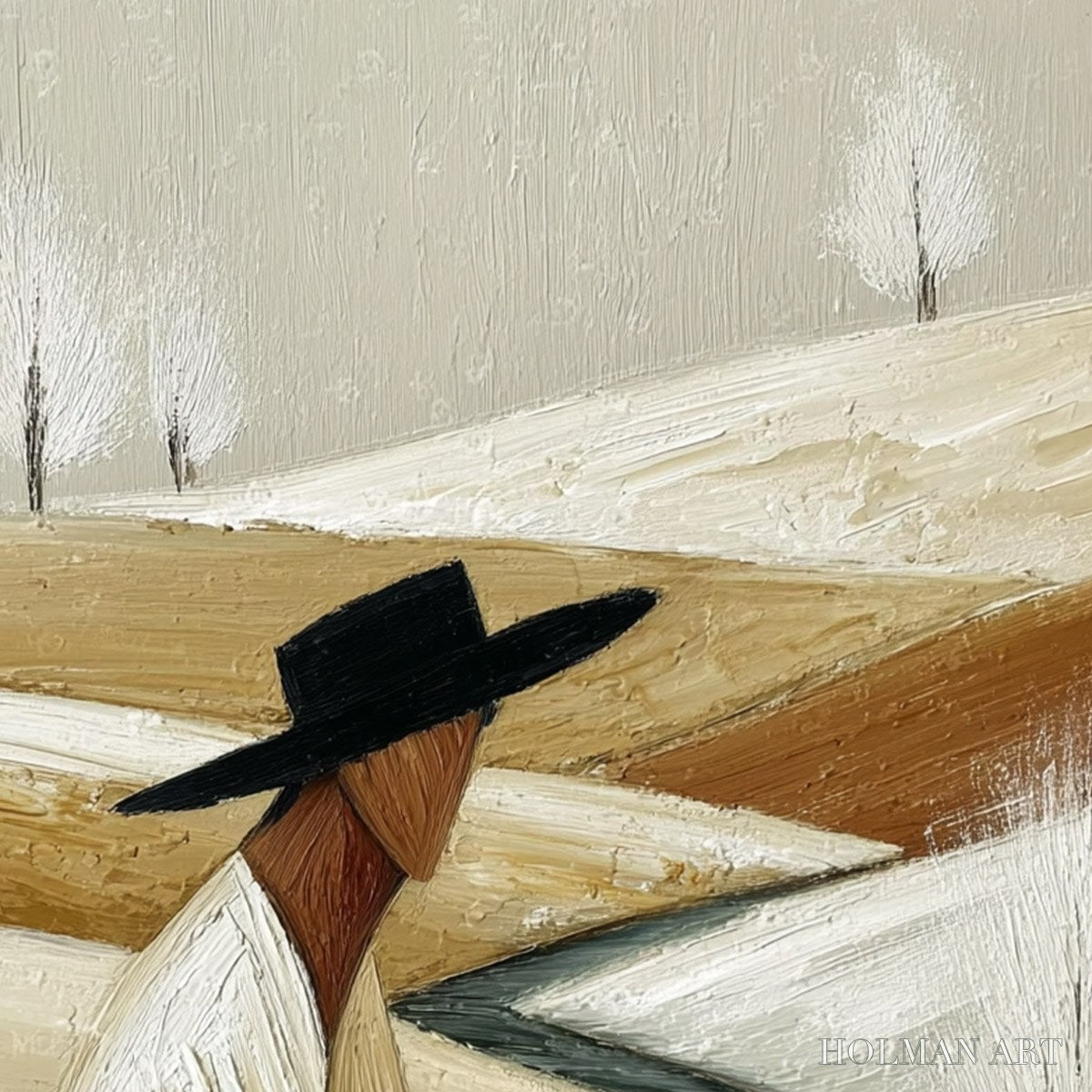 HOLMAN ART Winter'S Repose – Textured Minimalist Figurative Landscape Painting - image 3