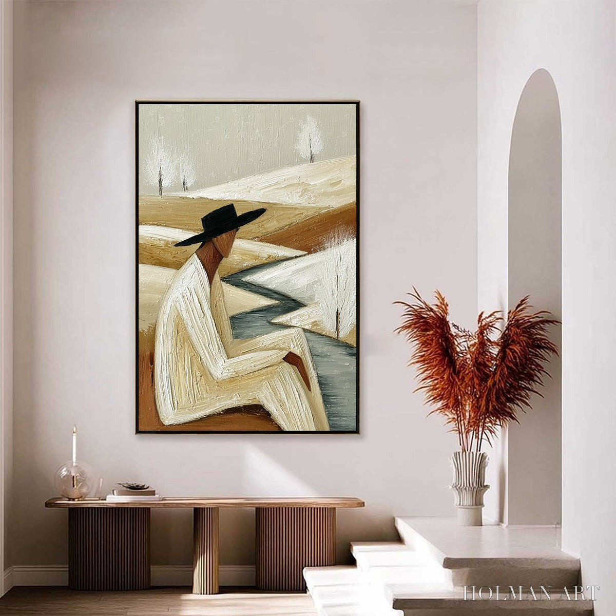 HOLMAN ART Winter'S Repose – Textured Minimalist Figurative Landscape Painting - image 4