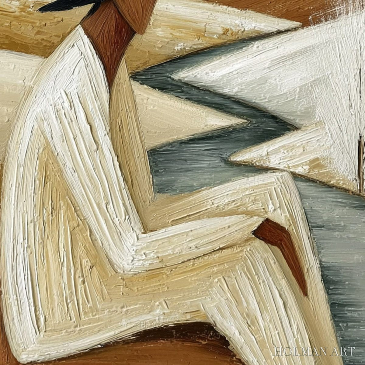 HOLMAN ART Winter'S Repose – Textured Minimalist Figurative Landscape Painting - image 5