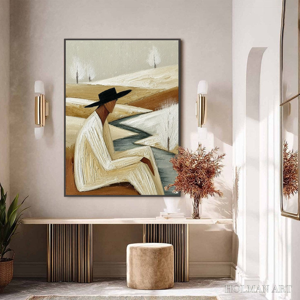 HOLMAN ART Winter'S Repose – Textured Minimalist Figurative Landscape Painting - image 6