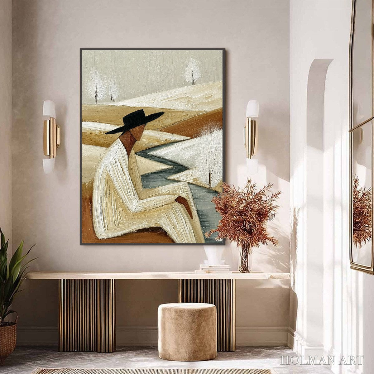 HOLMAN ART Winter'S Repose – Textured Minimalist Figurative Landscape Painting - image 6