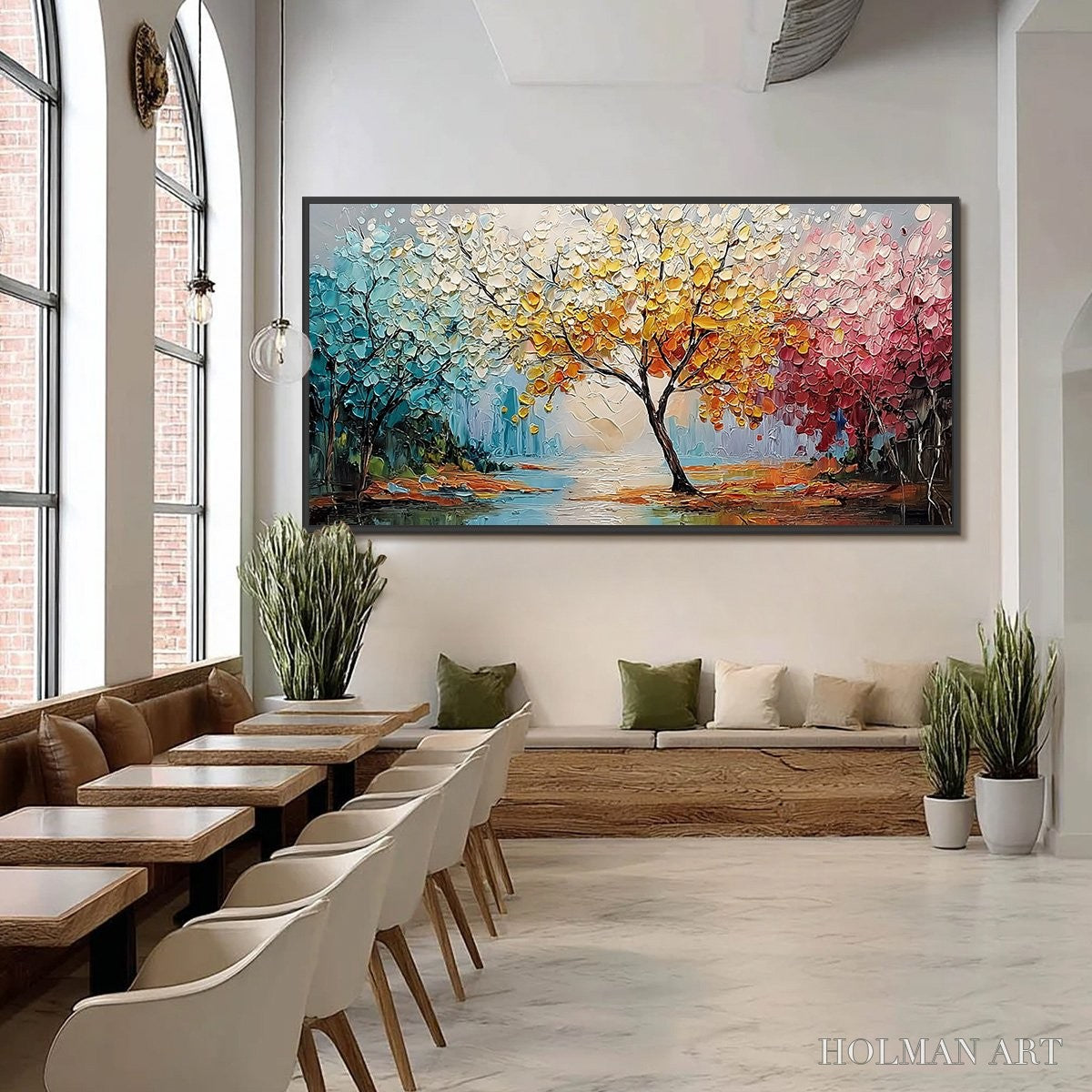 HOLMAN ART Kaleidoscope of Seasons – Large Textured Palette Knife Tree Landscape Oil Painting - image 6