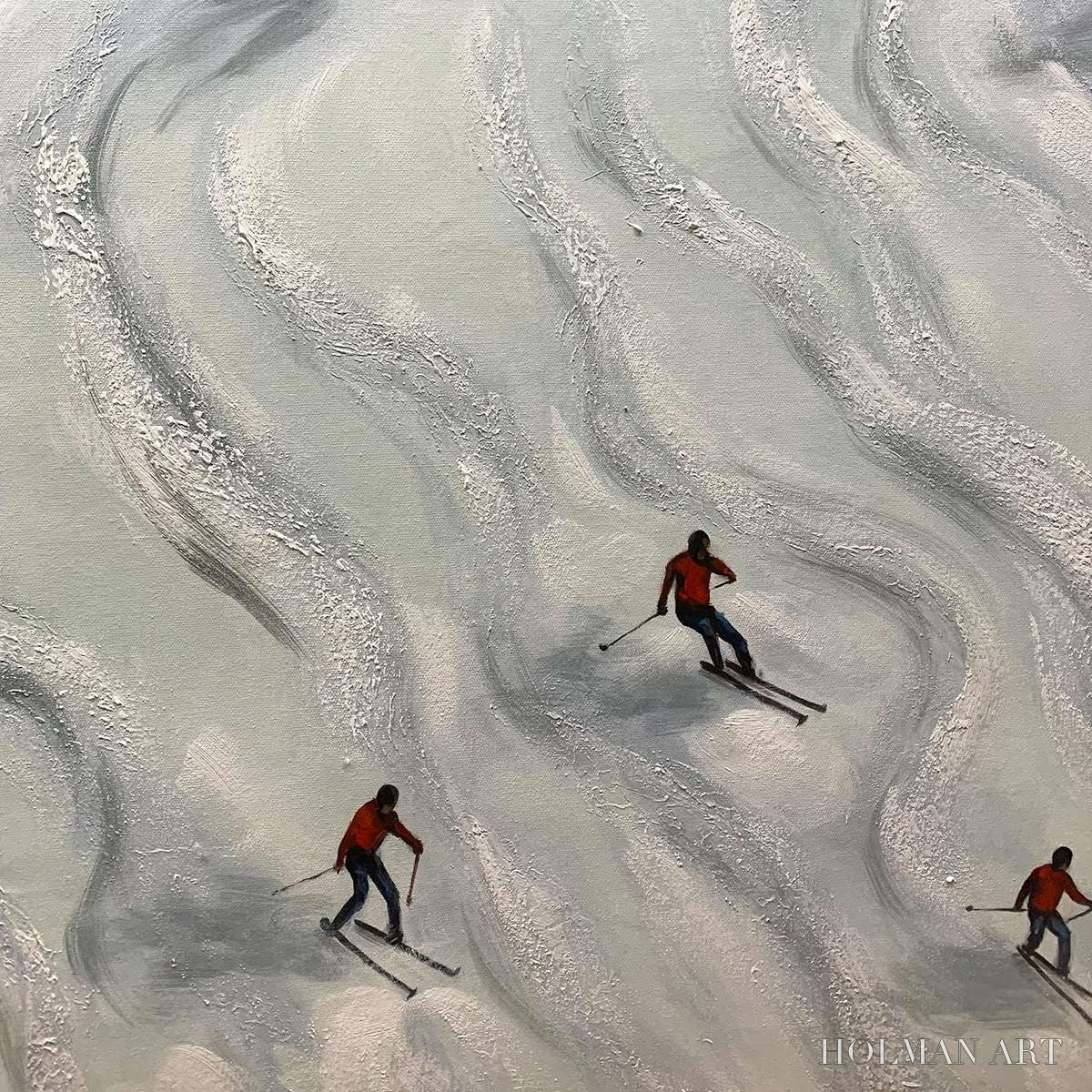 HOLMAN ART Snow Dance – Minimalist Winter Sports Scene Oil Painting - image 5