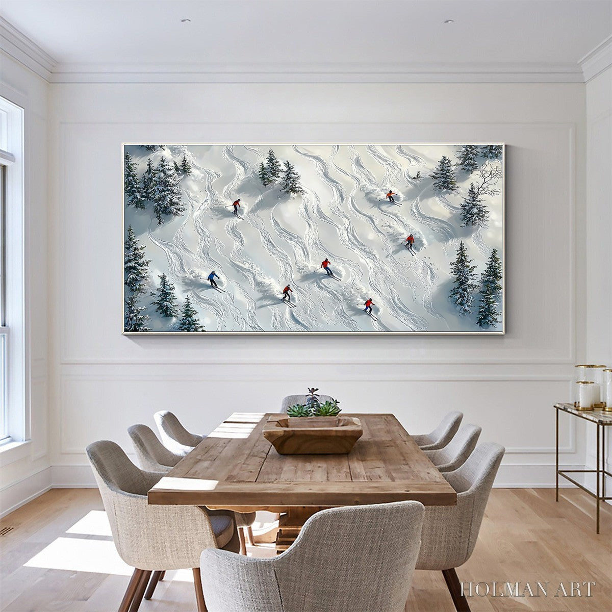 HOLMAN ART Snow Dance – Minimalist Winter Sports Scene Oil Painting - image 6