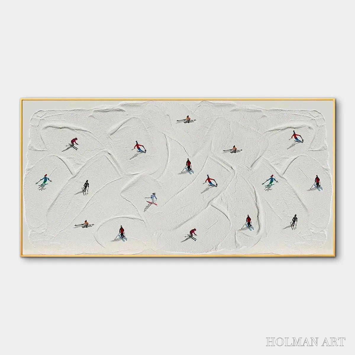 HOLMAN ART Winter Rhapsody – Minimalist Skiing Painting on Textured Canvas - image 1
