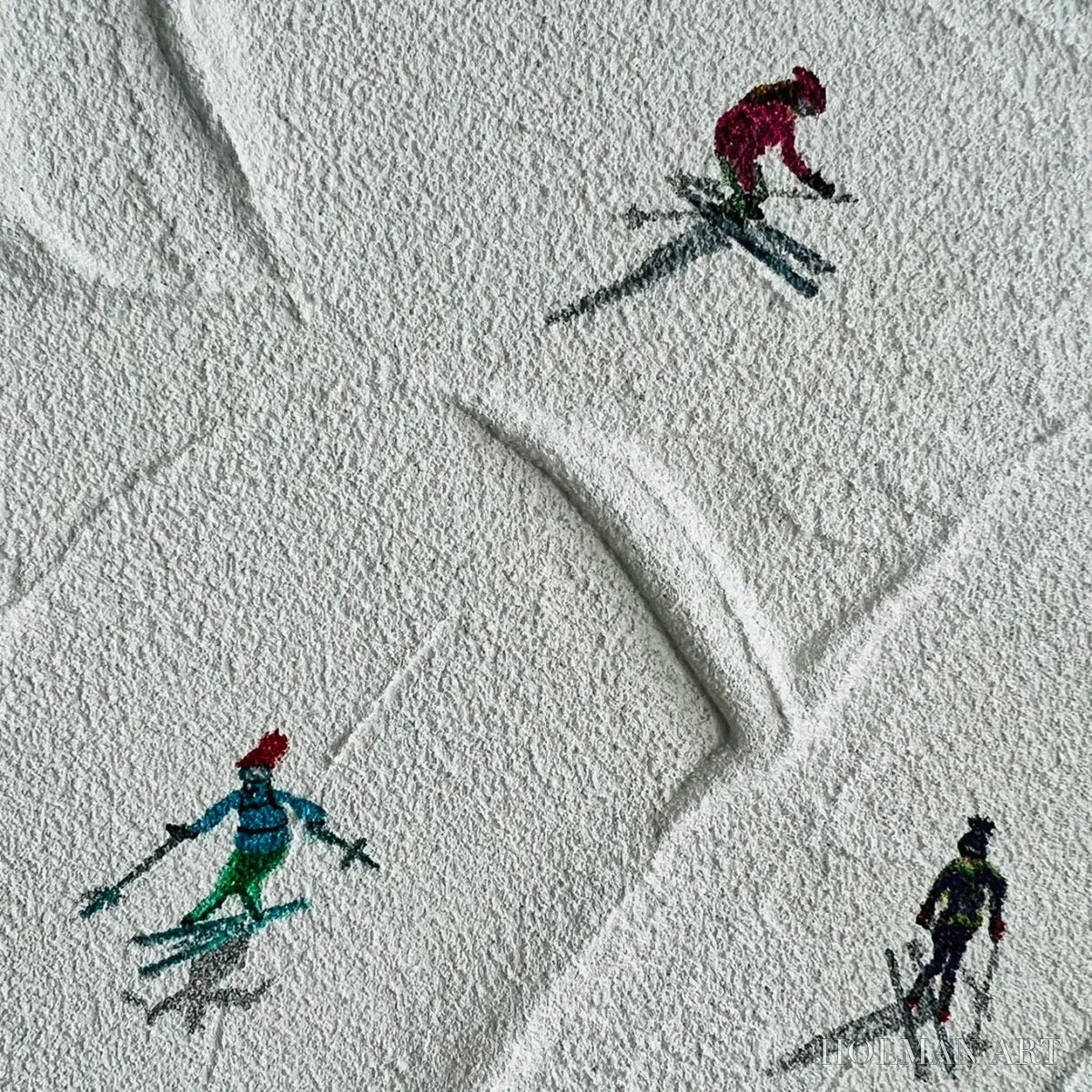 HOLMAN ART Winter Rhapsody – Minimalist Skiing Painting on Textured Canvas - image 3