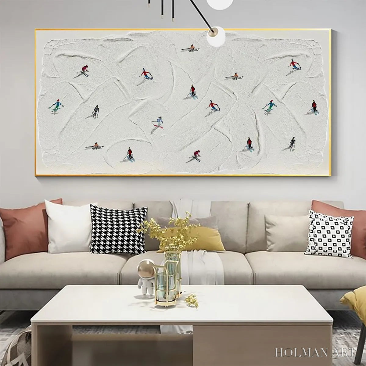 HOLMAN ART Winter Rhapsody – Minimalist Skiing Painting on Textured Canvas - image 4