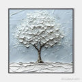 HOLMAN ART Winter'S Embrace – Textured Tree Painting, Impasto , Square Canvas, Winter Decor, Minimalist Art - image 1