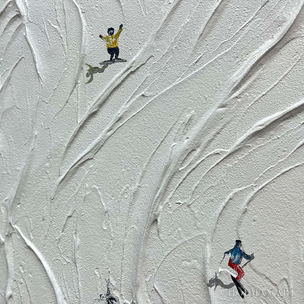 HOLMAN ART Snowy Carve – Textured White Skiing Landscape Painting - image 3