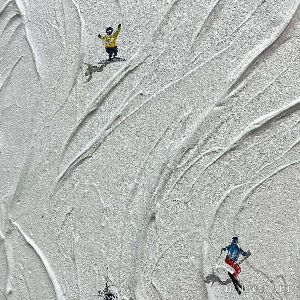 HOLMAN ART Snowy Carve – Textured White Skiing Landscape Painting - image 3