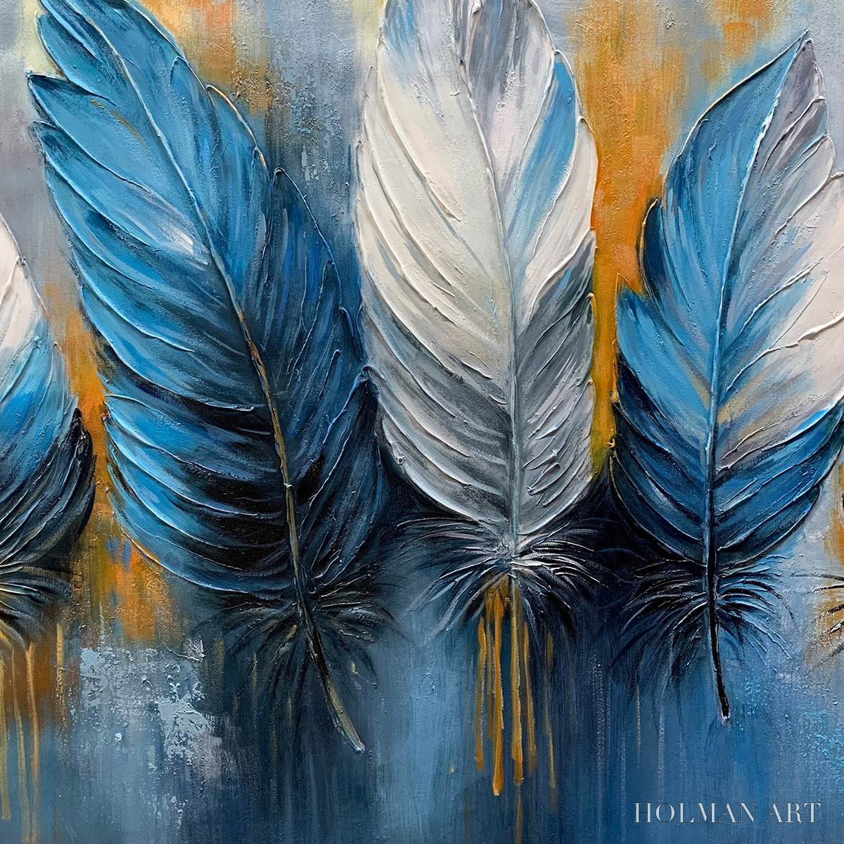HOLMAN ART Ethereal Feathers – Textured Still Life Oil Painting - image 3