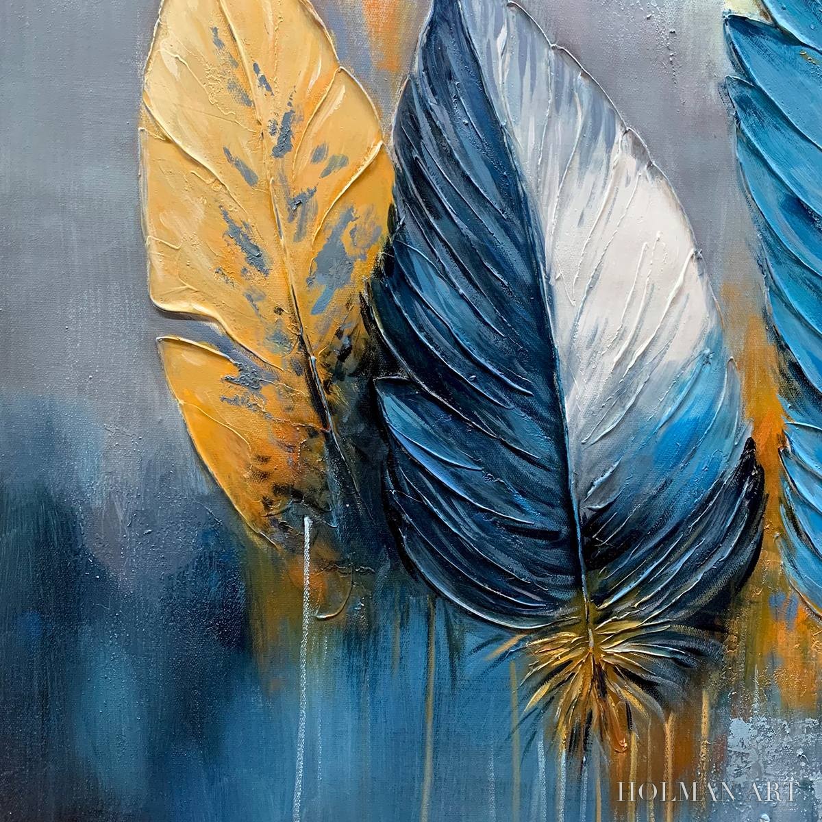 HOLMAN ART Ethereal Feathers – Textured Still Life Oil Painting - image 5