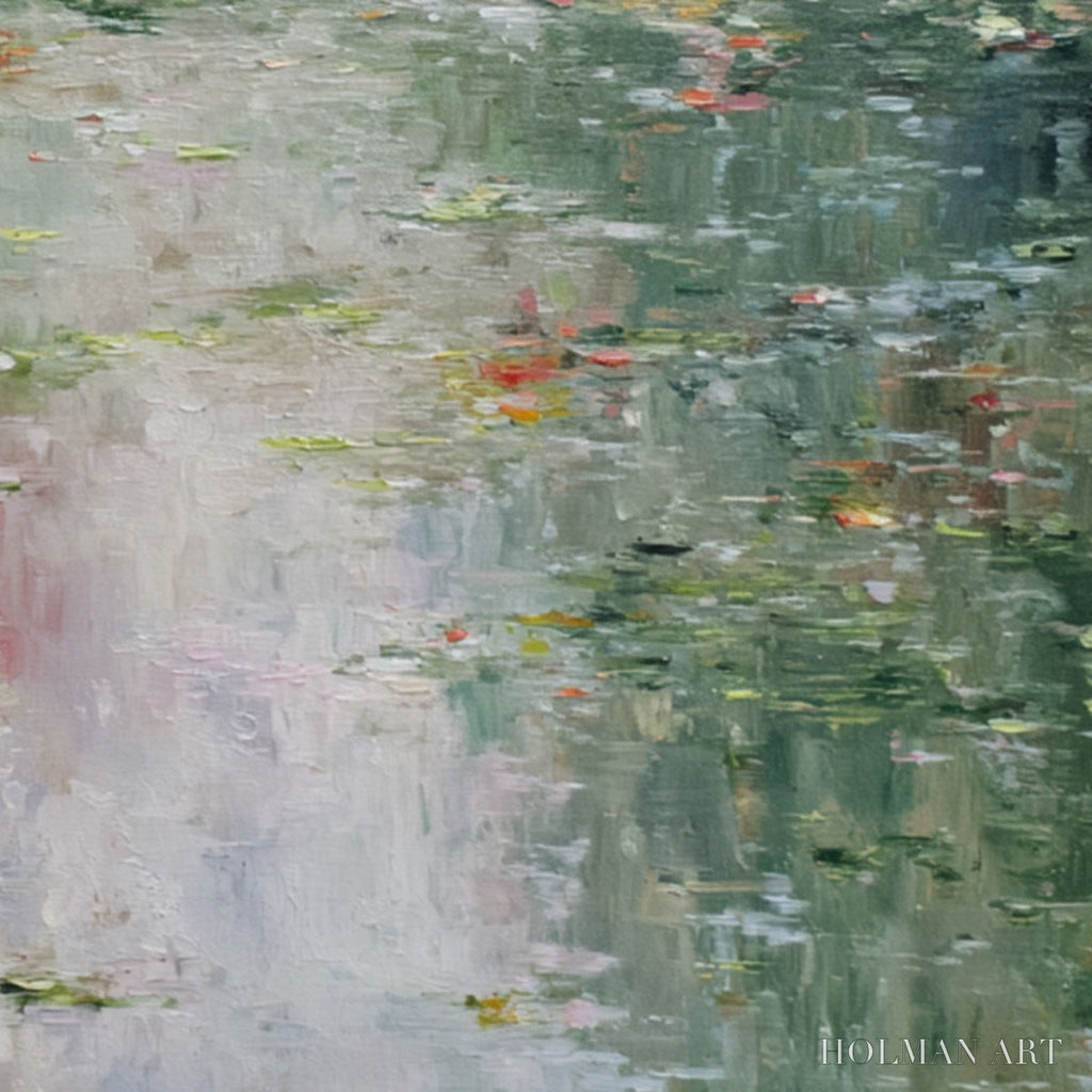 HOLMAN ART Lily Pond Reverie – Square Impressionist Water Lily Pond Oil Painting - image 3