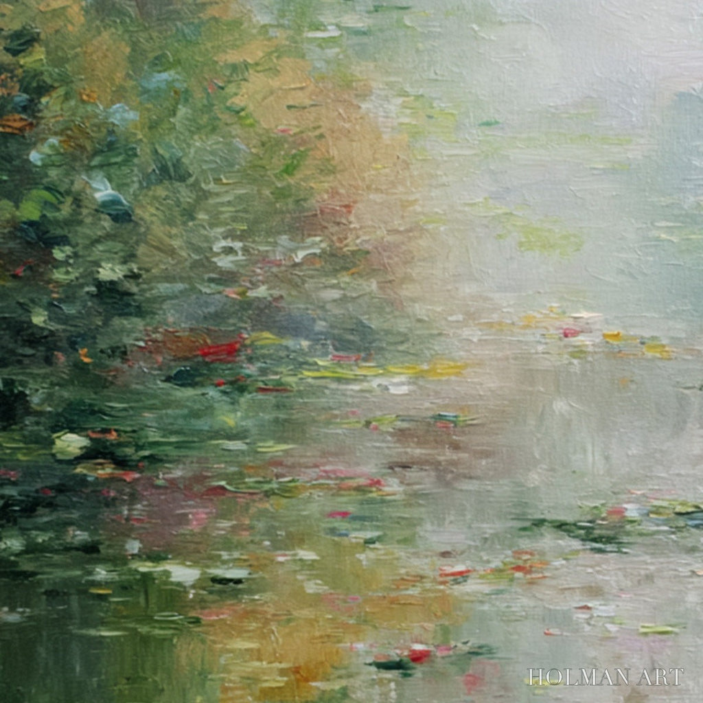 HOLMAN ART Lily Pond Reverie – Square Impressionist Water Lily Pond Oil Painting - image 5