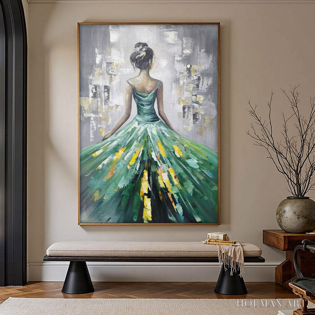 HOLMAN ART Ready to Ship | Emerald Grace – Elegant Green Dress Art - image 1