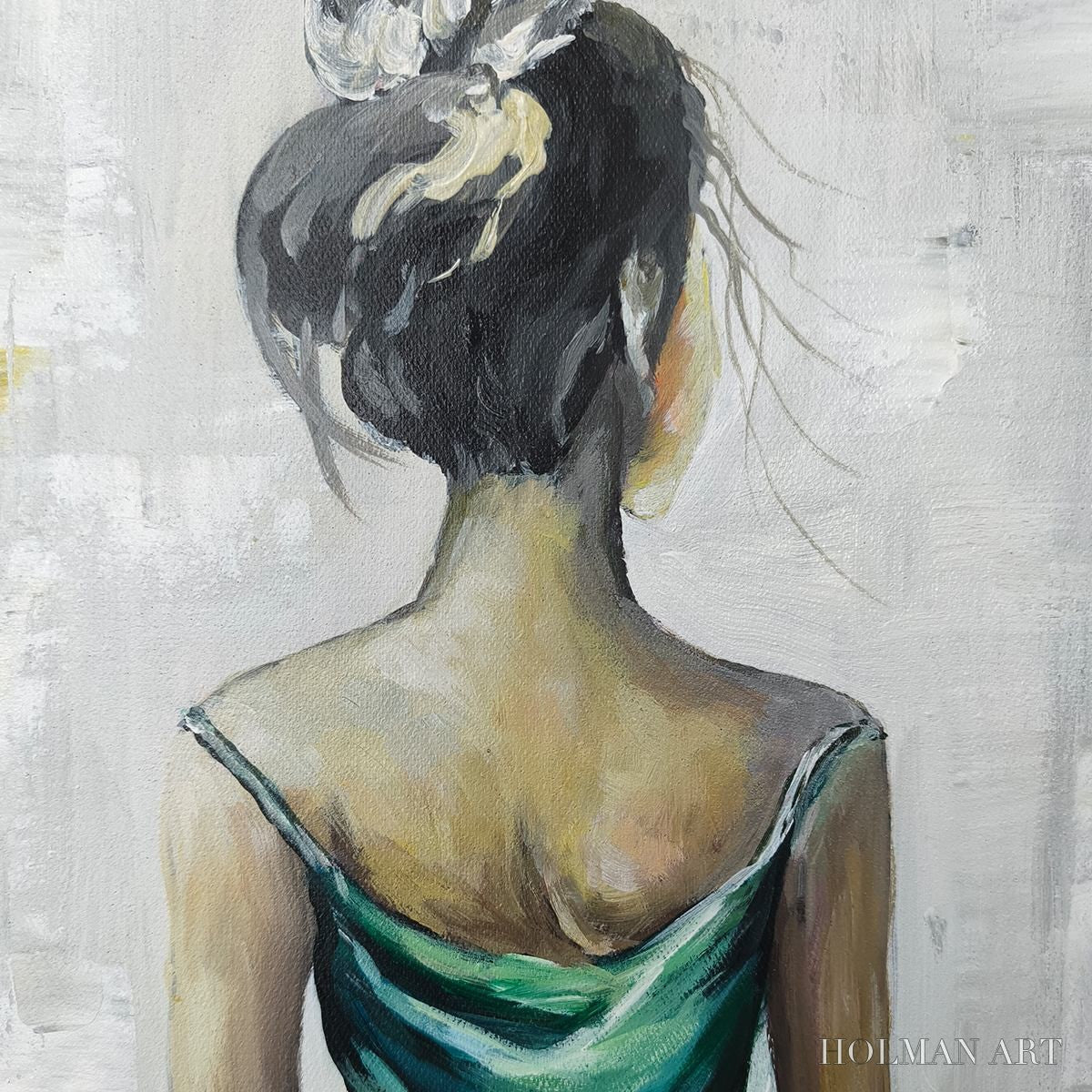 HOLMAN ART Ready to Ship | Emerald Grace – Elegant Green Dress Art - image 4