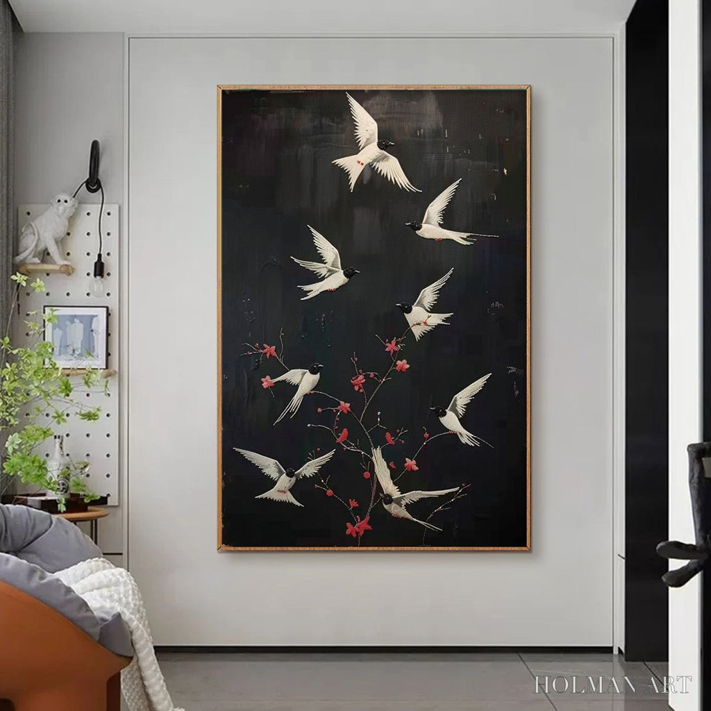 HOLMAN ART Dancing in the Dark – Beaded Birds and Blossoms Artwork - image 2