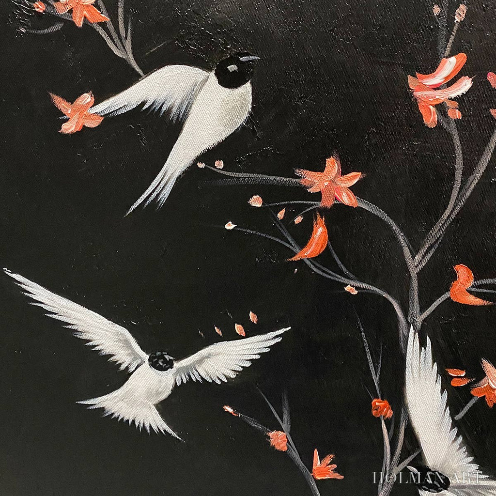 HOLMAN ART Dancing in the Dark – Beaded Birds and Blossoms Artwork - image 3